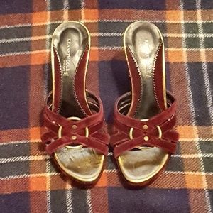 Kenneth Cole Maroon Velvet Sandals 8.5
